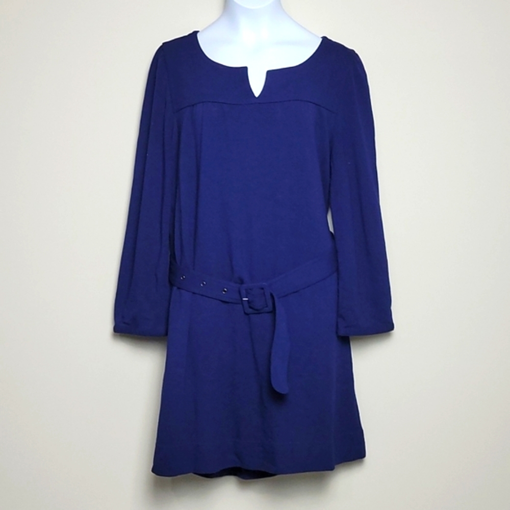 Forever 21 Knit 3/4 Sleeve Belted Navy Blue Size Medium Swing Dress